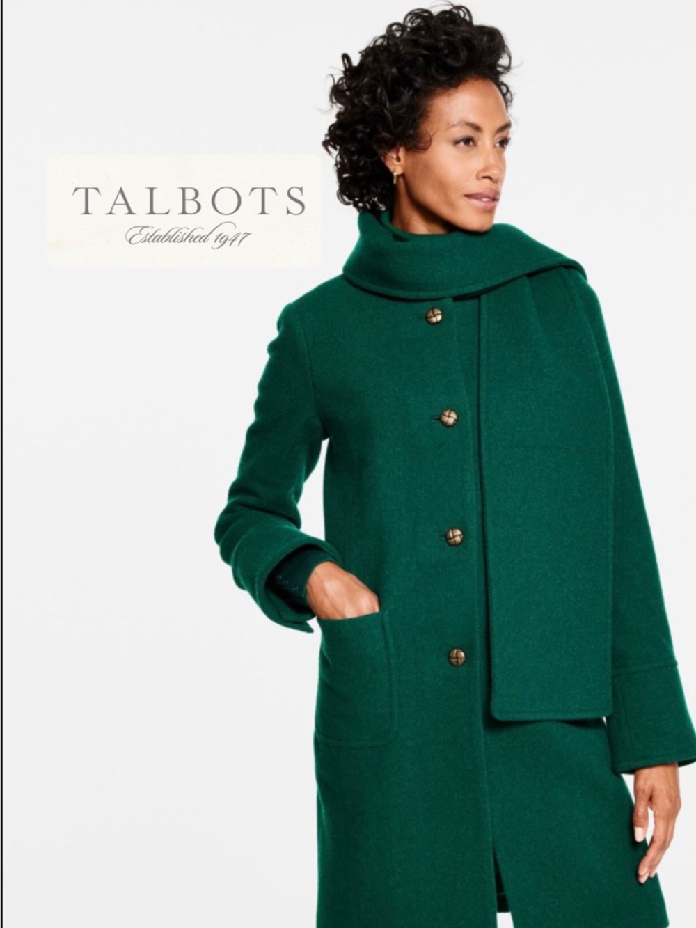 NWT Talbots Green Scarf Coat
